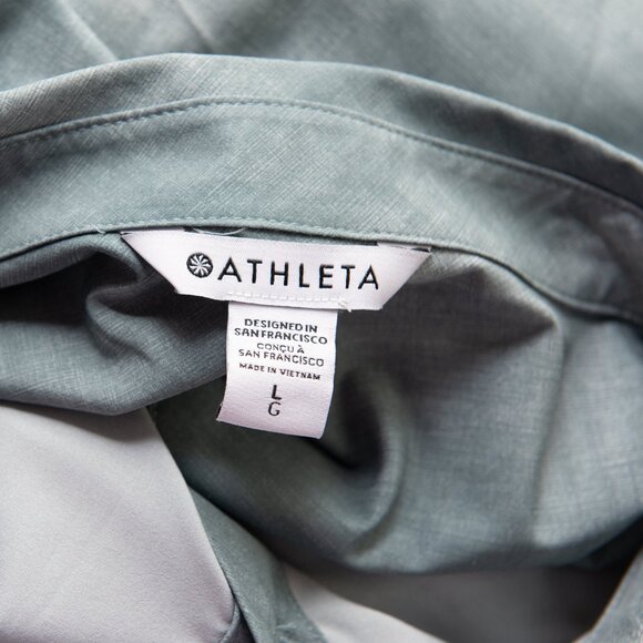 Athleta Urbanite Shirt Button Up Long Sleeve Top Denali Green Grey Size Large - Picture 4 of 7